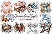 Chinoiserie Cowgirl Coquette Clipart, an Illustration by DreamArtGraphic (Thumbnail 1 of 4)