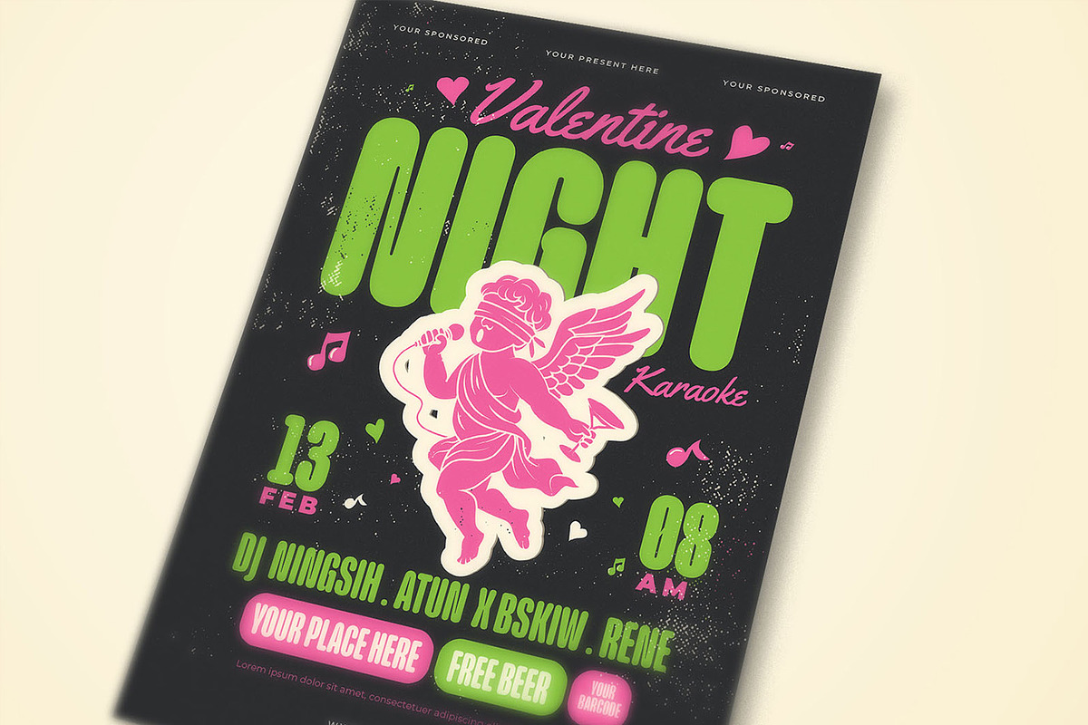 alentine Night Karaoke Flyer Templat, a Flyer Template by megarez (Photo 2 of 3)