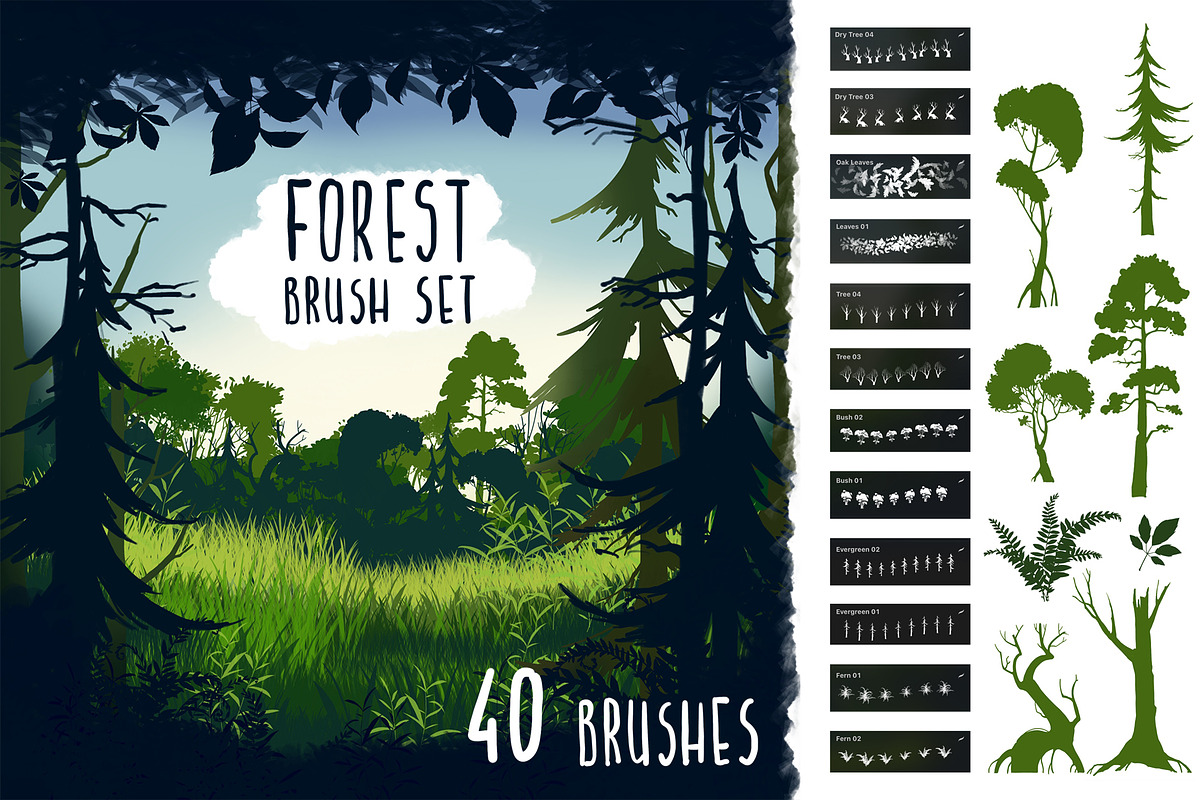 Forest brushes - PROCREATE, a Brush Add-On by Dashamoony (Photo 1 of 4)