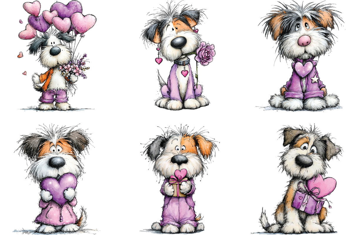 Valentine Cat and Dog Girl Clipart, an Illustration by CraftArtStudio (Photo 4 of 6)