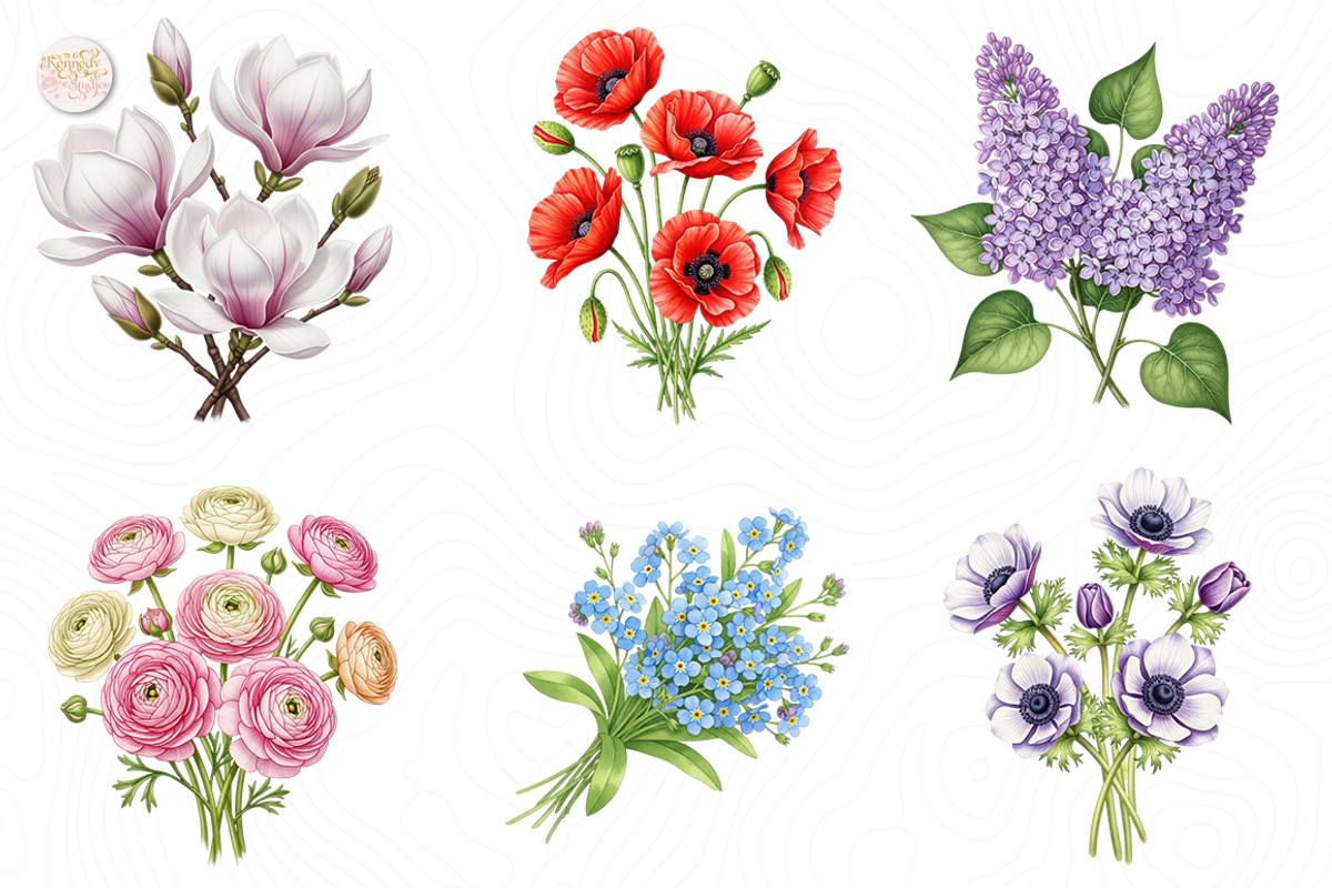 Spring Flower PNG Clipart Watercolor, an Object Illustration by KennedyStudio (Photo 3 of 4)