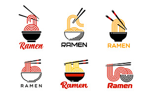Ramen noodles bowls, a Food Illustration by Vector Tradition