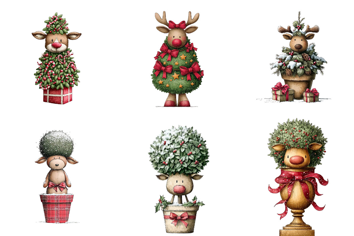 Whimsical Christmas Topiary Trees, an Illustration by DreamArtGraphic (Photo 5 of 5)