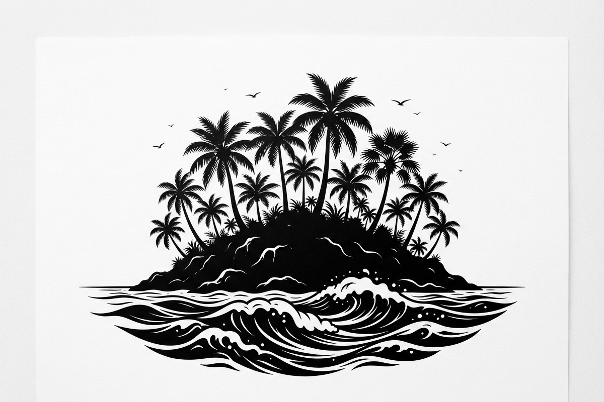 50 Tropical Palm Island Silhouette, an Empty State Illustration by Amazin_art (Photo 23 of 41)