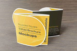 Rounded Square Tri-Fold Mockups