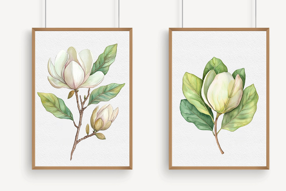 White Magnolia Watercolor Clipart, an Illustration by Libby Wishes (Photo 7 of 7)