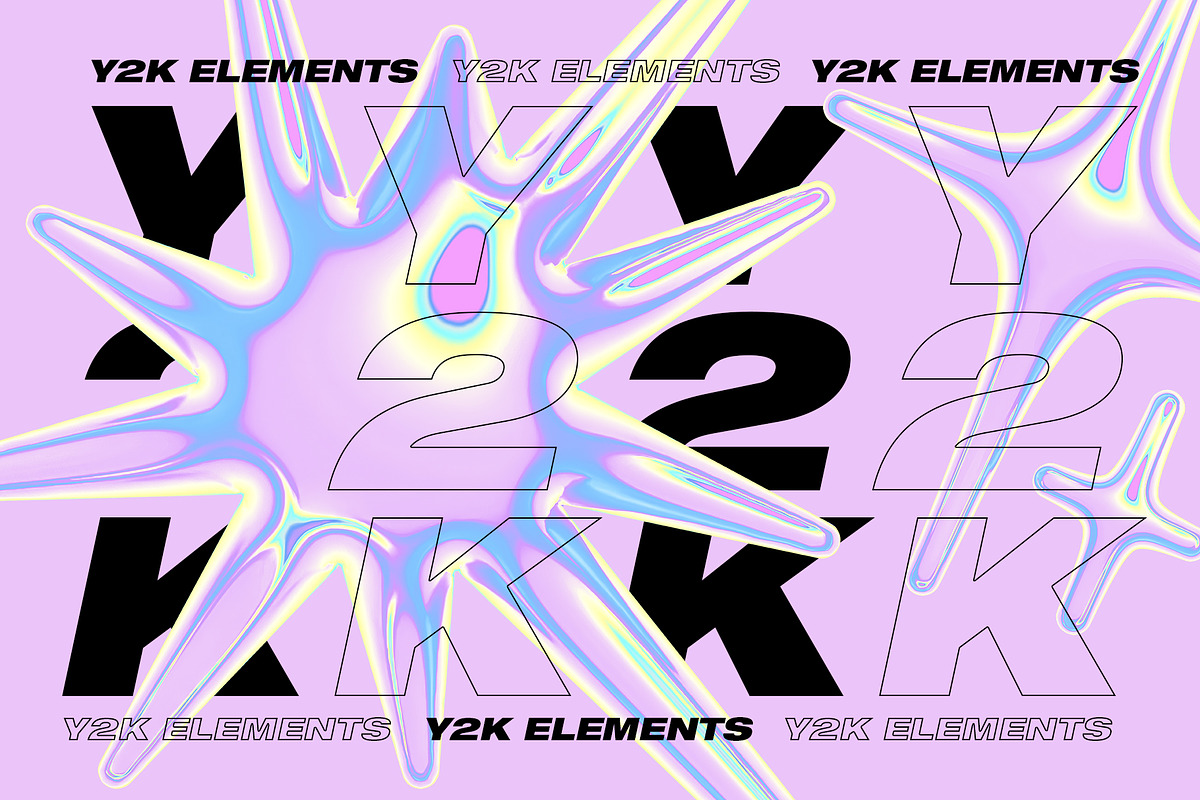 Y2K PNG Elements - 7 Color Versions, an Object Graphic by Graphicdome (Photo 2 of 11)