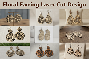 Floral Drop Earring SVGs, a Graphic by hafijul