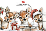 Peeking Reindeer Clipart Bundle | 28, an Animal Illustration by Bijou Bay (Thumbnail 1 of 3)