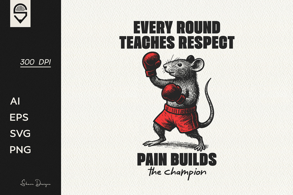 Funny Retro Boxing Rat T-Shirt, an Animal Illustration by shaondesigns (Photo 1 of 4)