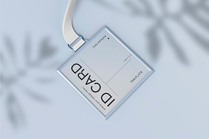 3d Square ID Holder Mockup