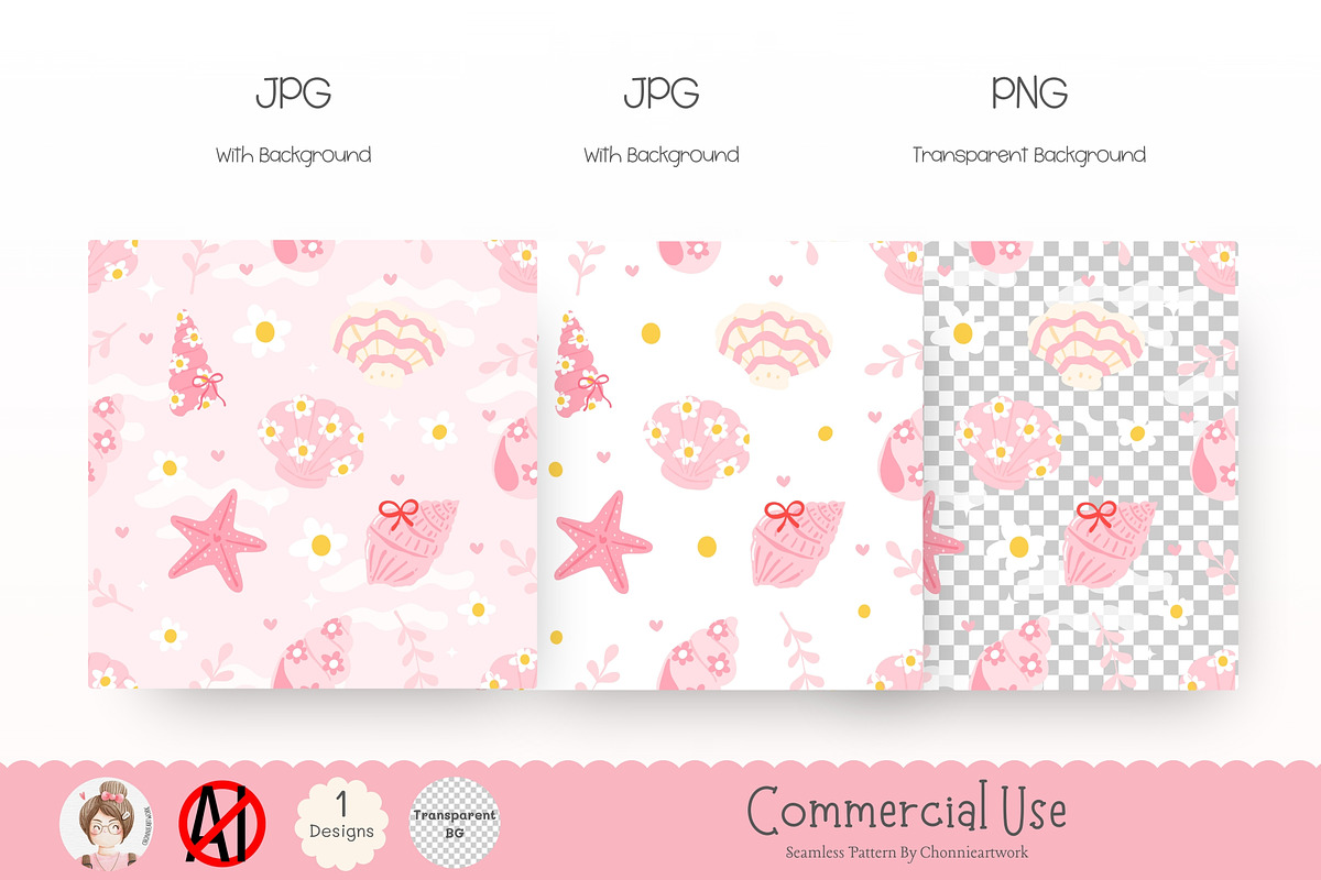 Cute Shell Seamless Pattern, a Pattern Graphic by Chonnieartwork