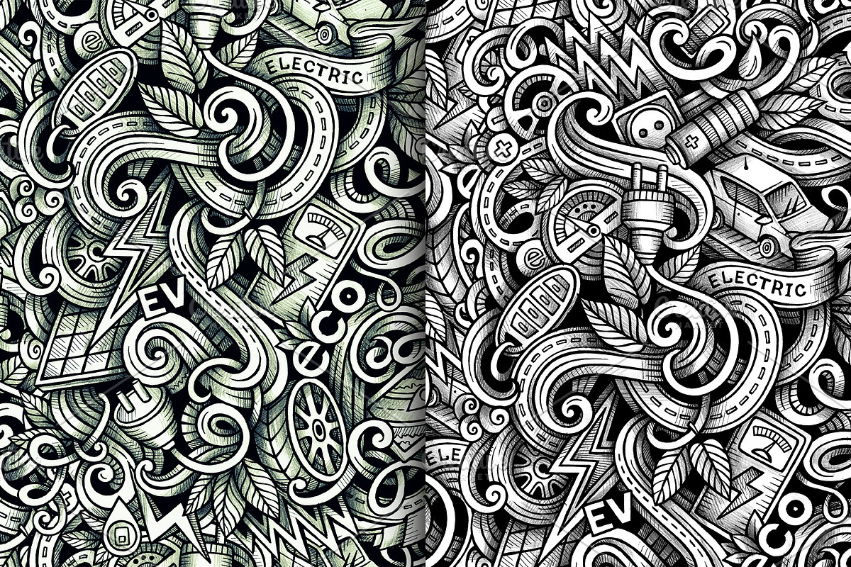 Electric Cars Graphics Patterns, a Decorative Illustration by BALABOLKA (Photo 3 of 6)