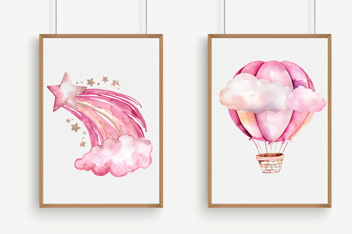 Watercolor Hot Air Balloon Clipart, an Illustration by Libby Wishes (Photo 3 of 5)