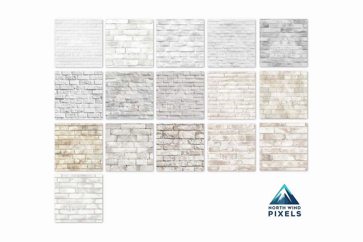 16 White Brick Texture Digital Paper, a Texture Graphic by NorthWindPixels (Photo 2 of 4)