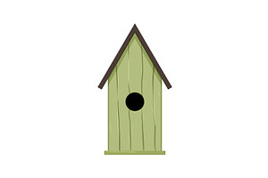 Wood Bird House Cartoon Vector