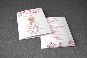 Funeral Program Template Pink Flower