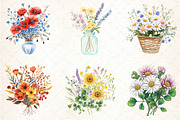 Wildflower Bouquet Watercolor Clipar, an Illustration by DreamCafeArt (Thumbnail 2 of 3)