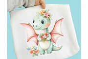Cute Watercolor Dinosaur Clipart Bu, an Illustration by SVGArt (Thumbnail 3 of 9)