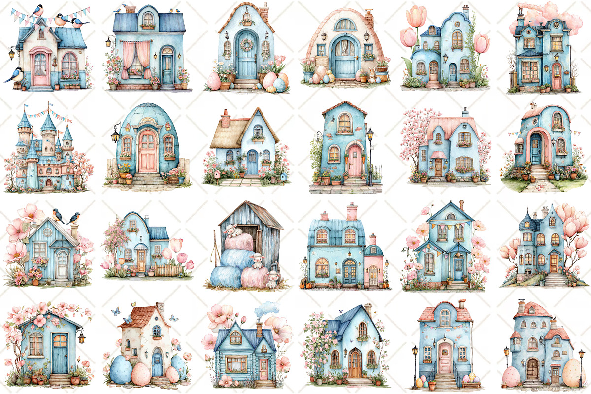 Whimsical Spring House Clipart, an Illustration by Black Bird Studio (Photo 2 of 7)