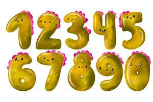 Green Dino Numbers – Cute Hand-Drawn, an Education Illustration by the_myro