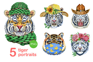 Cute watercolor tigers. Part 7, an Animal Illustration by Watercolor fantasy