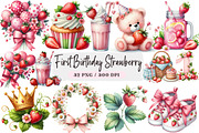 First Birthday Strawberry Watercolor, an Illustration by DreamArtGraphic (Thumbnail 1 of 4)