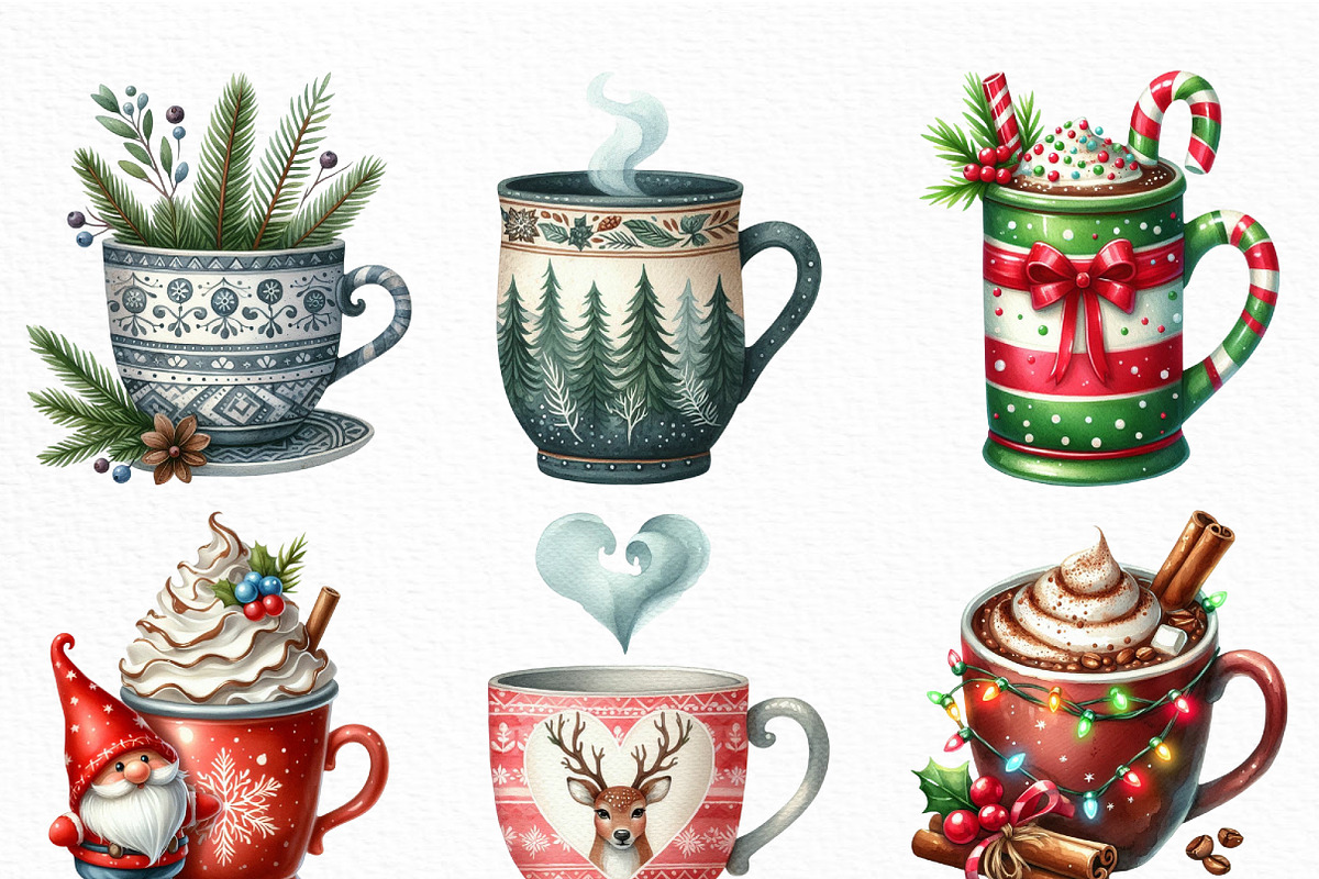 Christmas Coffee Cup Clipart, an Illustration by Craft Nest (Photo 5 of 6)