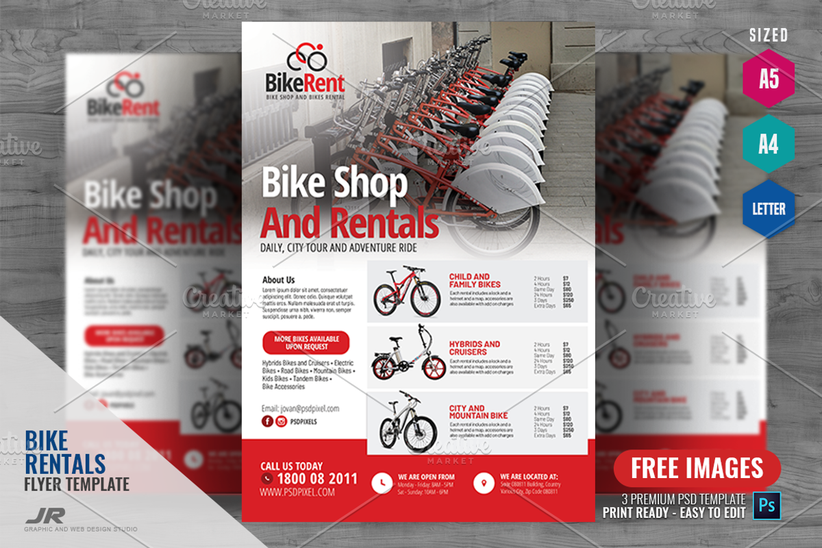 Bicycle Rental Company Flyer, a Flyer Template by PSDPixel (Photo 1 of 5)