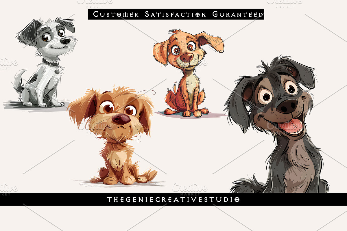 Funny Cartoon Dog PNG Clipart Set, an Animal Illustration by Geniecreativestudio (Photo 4 of 9)