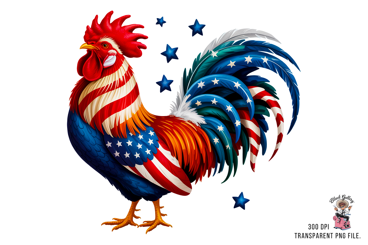 Patriotic Rooster Sublimation PNG, a Graphic by Clipart Bloom (Photo 8 of 13)