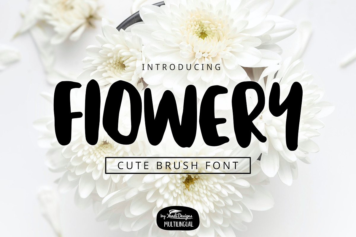 Flowery Brush Font, a Font by YandiDesigns (Photo 1 of 4)