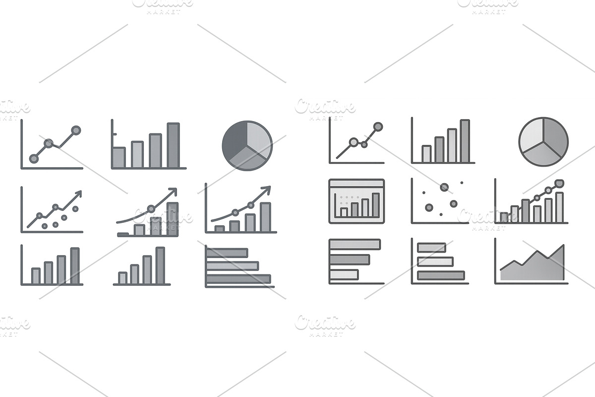 Various gray scale icons, a Finance Illustration by ZinetroN