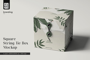 Square String Tie Box Mockup