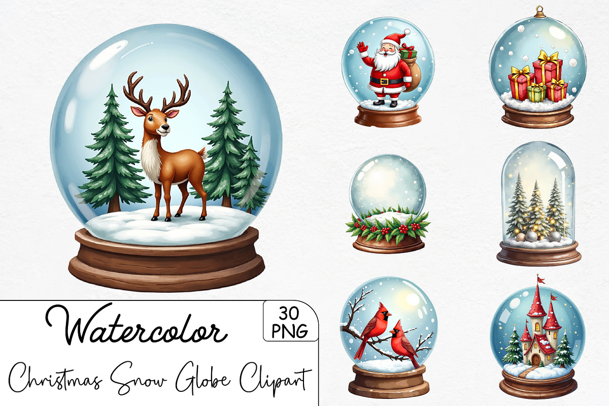 Christmas Snow Globe Sublimation Cli, an Illustration by CrexoraLab (Photo 1 of 5)