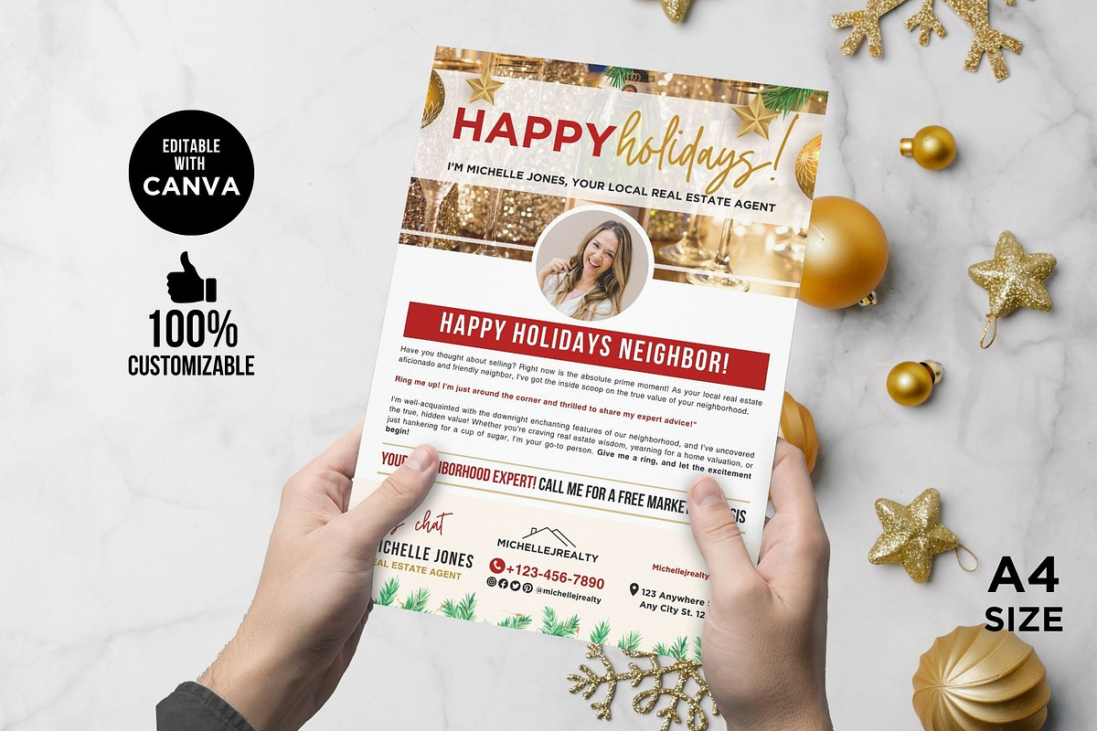 Realtor Holiday Flyer Size Letter, a Flyer Template by CreativeVinesStore (Photo 2 of 5)
