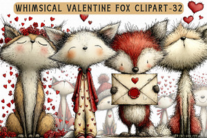 Whimsical Valentine Fox Clipart, an Illustration by Libby Wishes