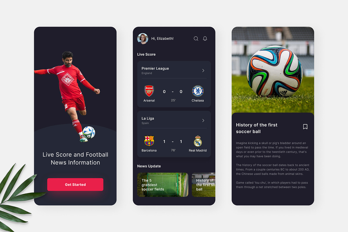 Jonli - Soccer Live Score App, an UI Kit Template by Panen Creative (Photo 2 of 3)