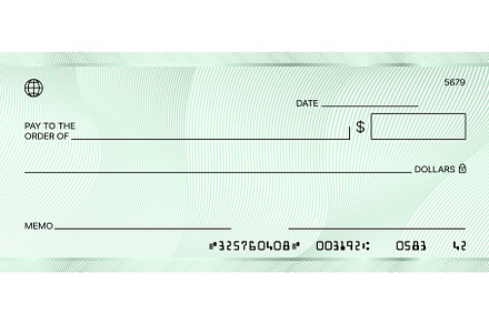 Blank green bank check. Checkbook, a Finance Illustration by Vector Tradition