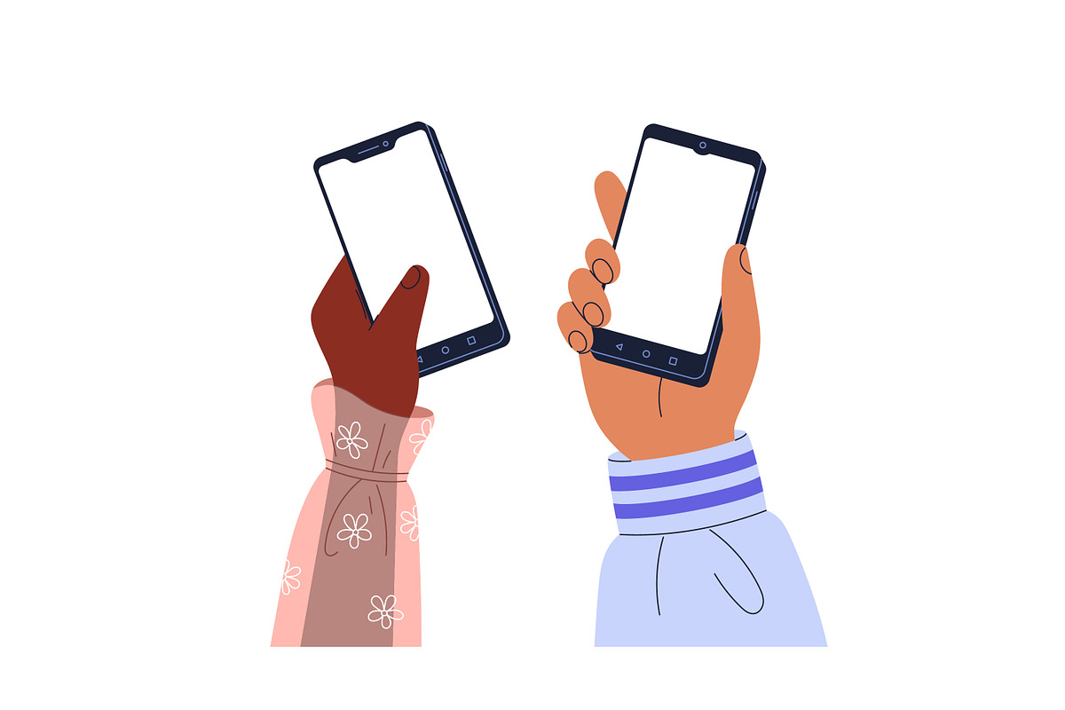 Hands with empty phone screens set, a Technology Illustration by Good Studio (Photo 3 of 4)