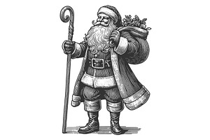 Traditional Santa Claus Staff and, an Illustration by AlexArt