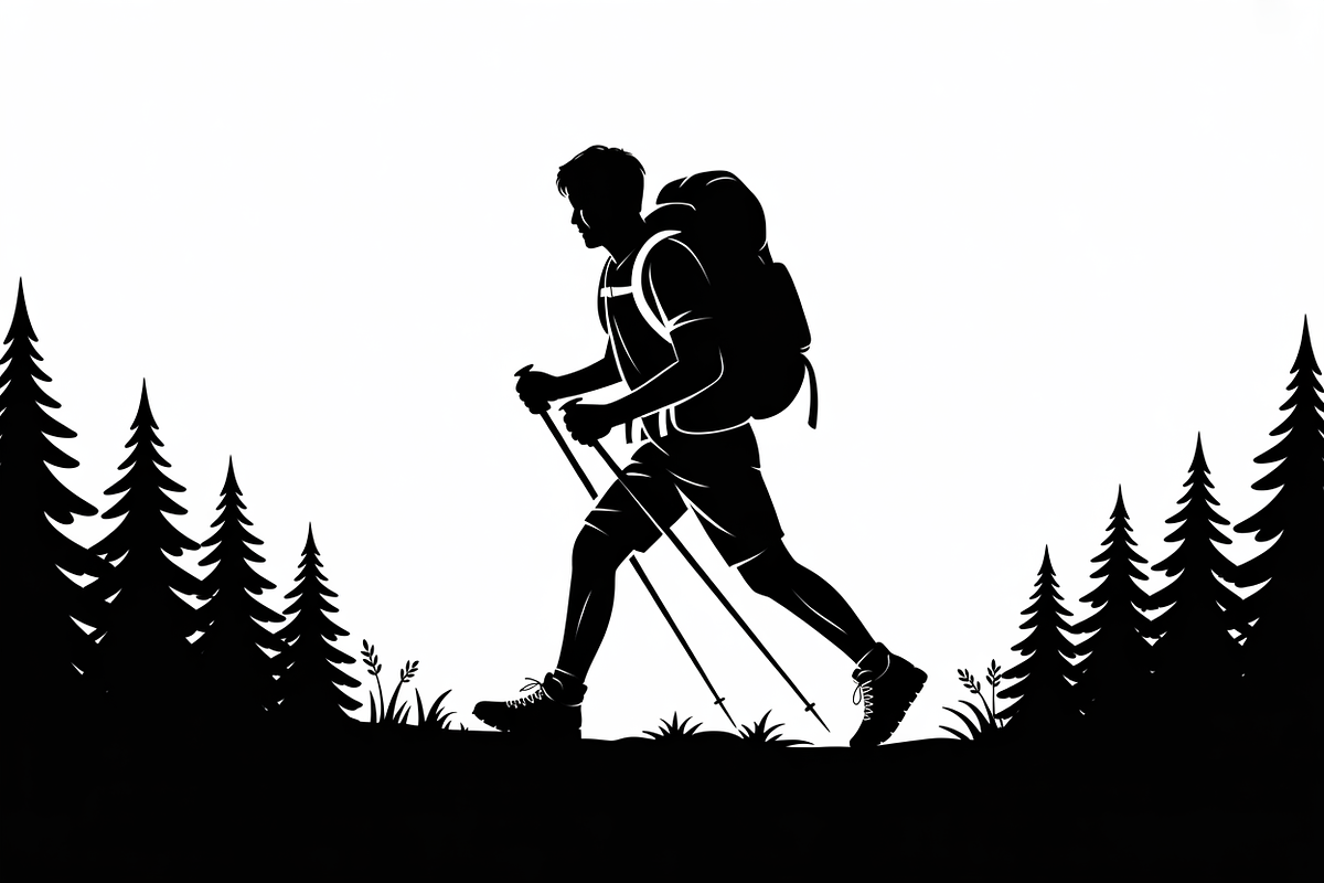 silhouette hiker climbing a mountain, an Illustration by Amazin_art (Photo 12 of 17)