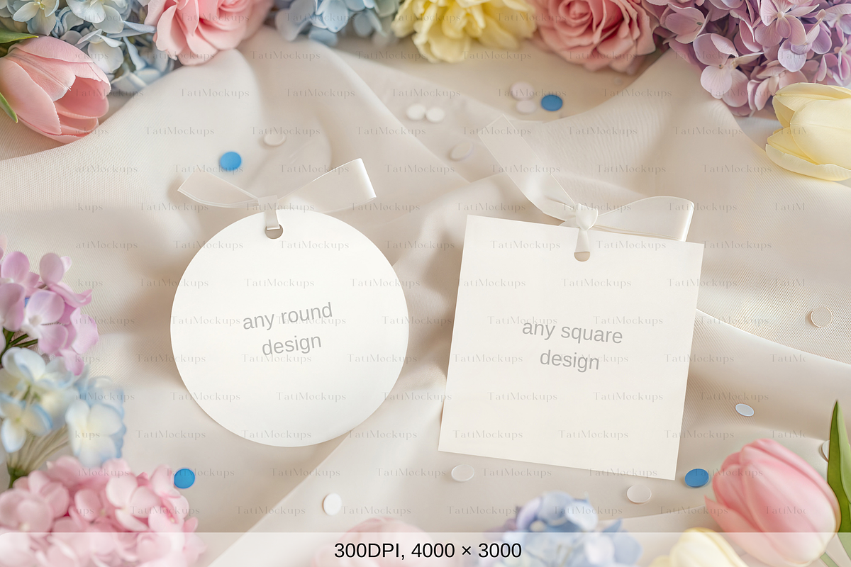 Spring Pastel Floral Gift Tag Mockup, a Product Mockup by TatiMockup (Photo 2 of 4)