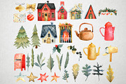 Watercolor Christmas Houses, an Illustration by annasokol_ (Thumbnail 3 of 9)