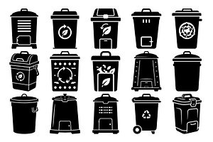 Eco Recycling Bin Icons Bundle, a Healthcare Illustration by abu67222