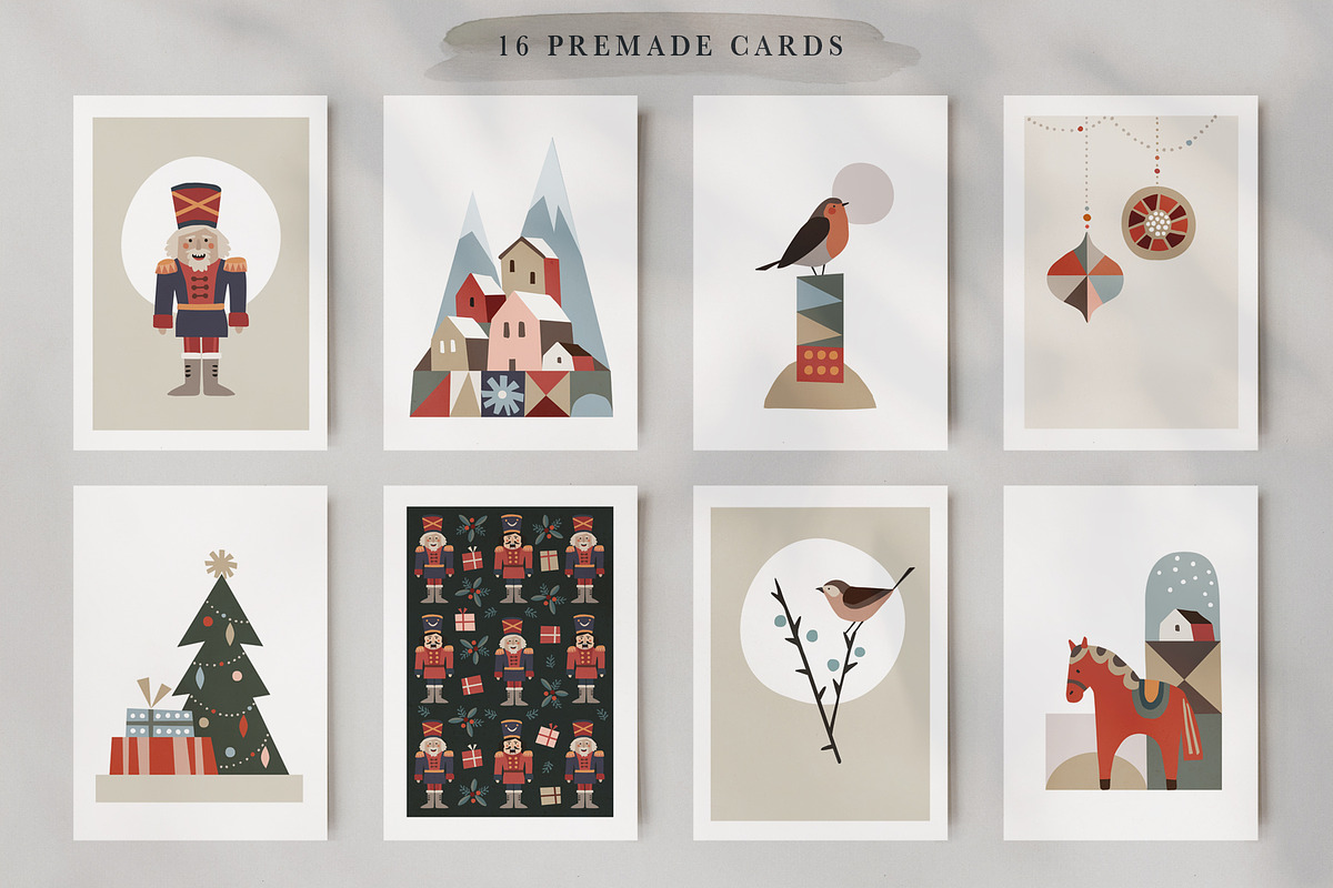 Retro Geometric Christmas set, a Decorative Illustration by Tabita's shop (Photo 5 of 13)
