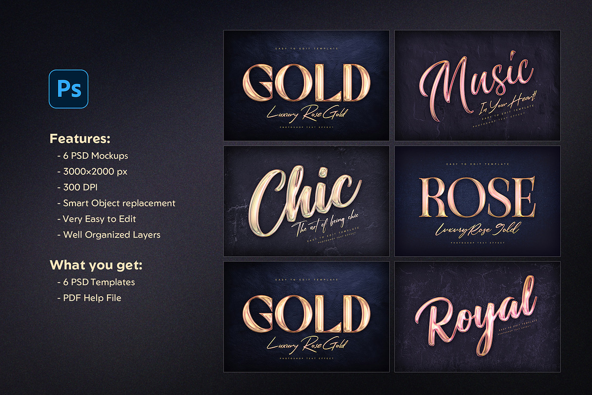 Rose Gold Text Effects, a Layer Style Add-On by Andrew Skoch Design (Photo 9 of 9)