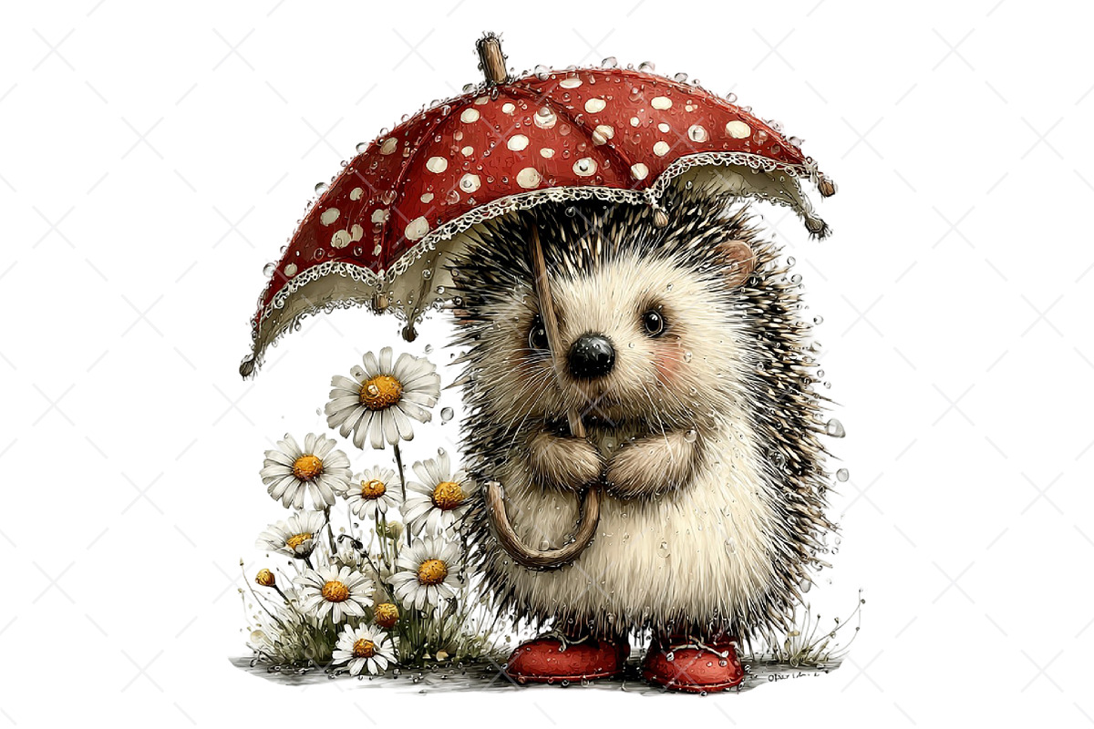 Whimsical Summer Hedgehog Clipart, an Illustration by Craft Nest (Photo 10 of 12)