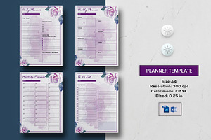 Daily , Weekly, Monthly Planner V13, a Stationery Template by Template Shop