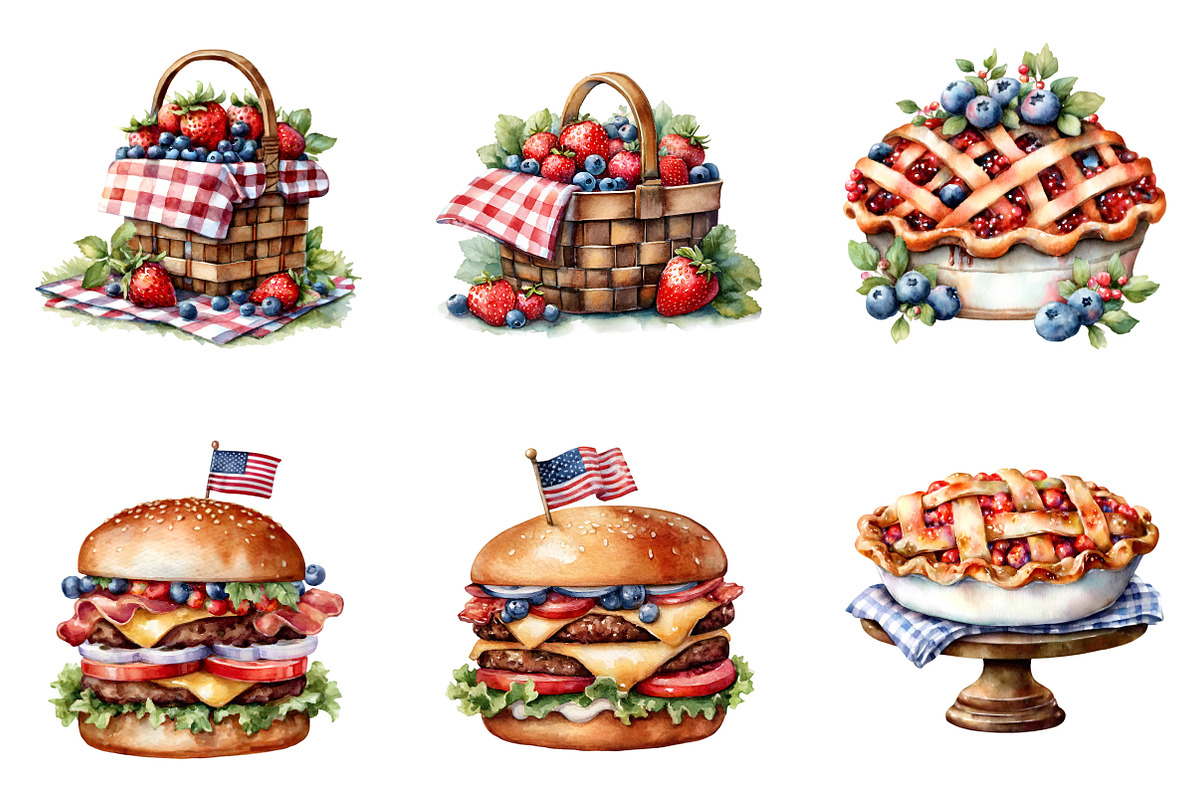 Watercolor 4th Of July Clipart, an Illustration by SinaCreation (Photo 3 of 9)